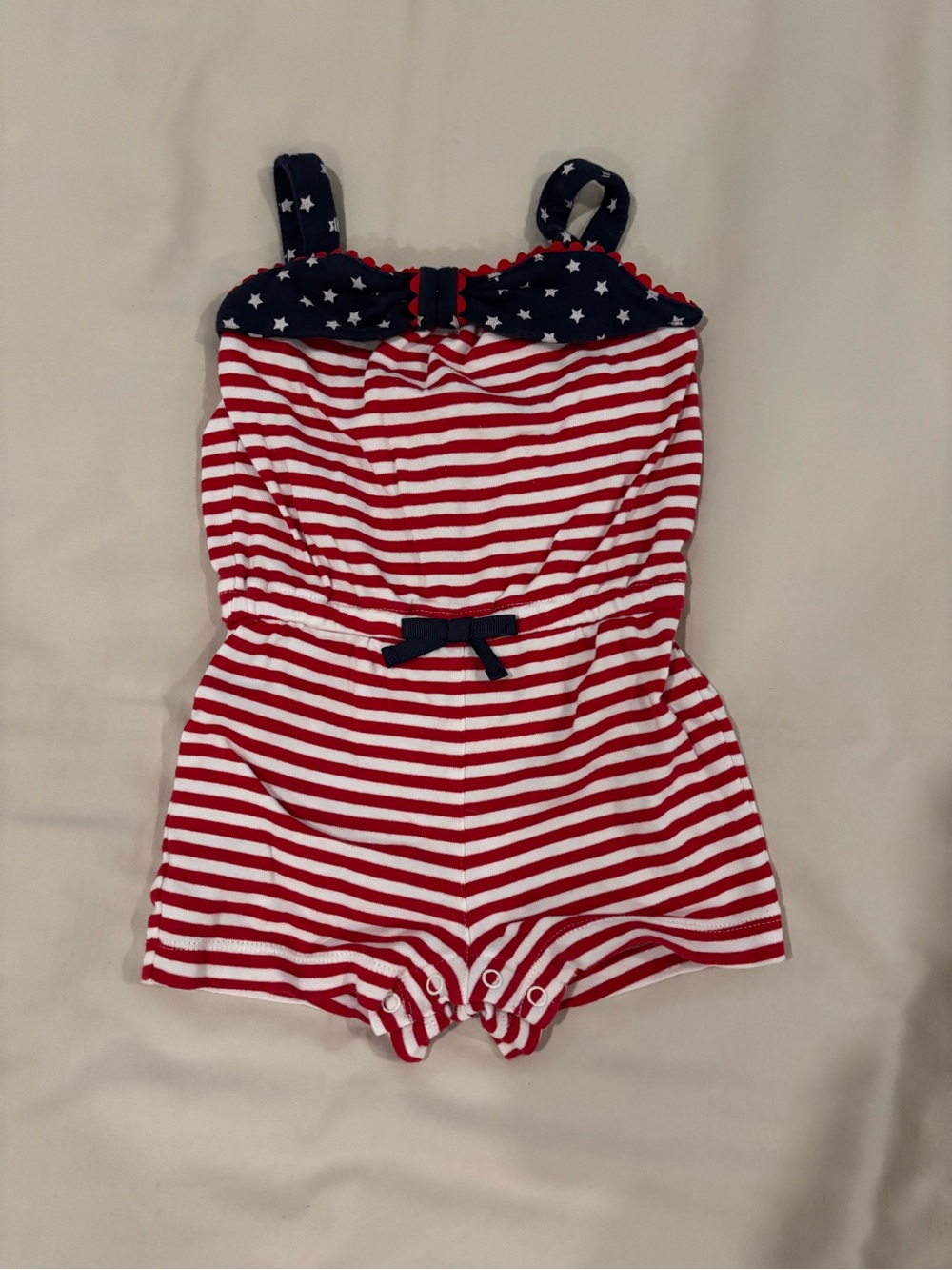 Gymboree Red and White Striped Baby Romper with Navy Accent